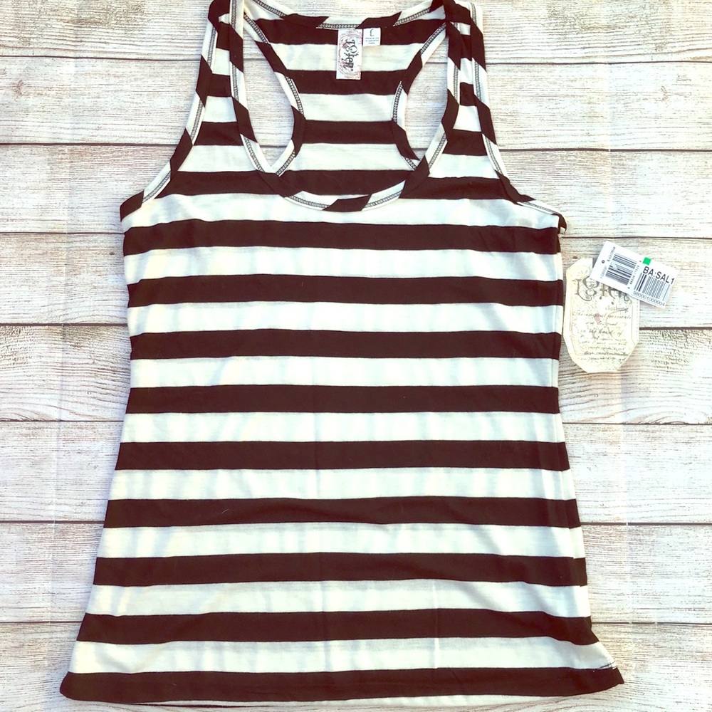 NWT L8ter Striped Racerback Tank Top Size L